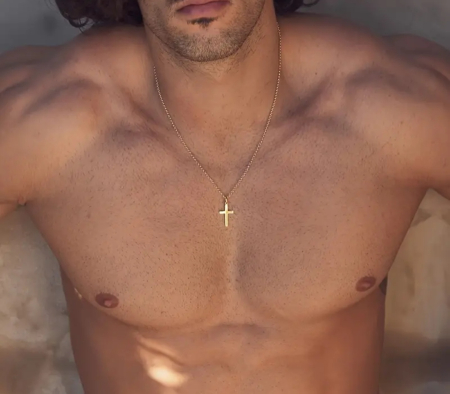 Colier cu Pandantiv Cruce din Oțel Inoxidabil Placat cu Aur 18K pentru Bărbați [2]