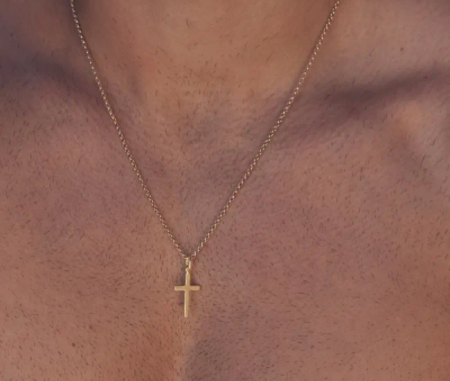 Colier cu Pandantiv Cruce din Oțel Inoxidabil Placat cu Aur 18K pentru Bărbați [6]