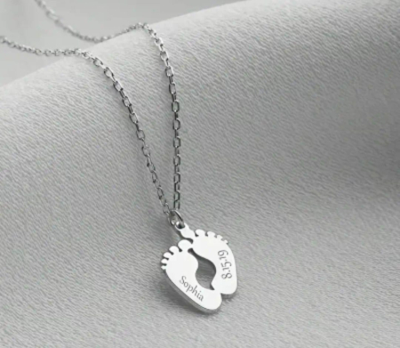 Colier cu pandantiv personalizat gravat cu nume și dată [2]