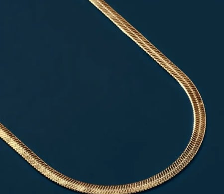 Colier pentru Bărbați, Lanț Șarpe 5mm, Placat cu Aur 18K, [4]