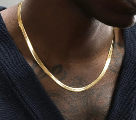 Pentru Barbati&Unisex – Handmade Accessories - Colier pentru Bărbați, Lanț Șarpe 5mm, Placat cu Aur 18K,