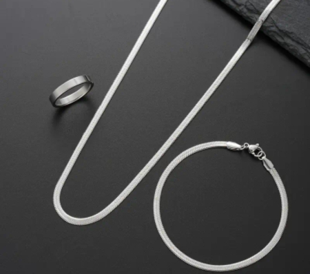 FAXHION Set Bărbați 3 piese Brățară și Colier Minimalist din Oțel Inoxidabil [7]