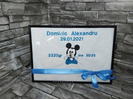 Stitch & Style – Broderii Moderne - Rama Foto Brodata cu Datele de la Naștere A 4