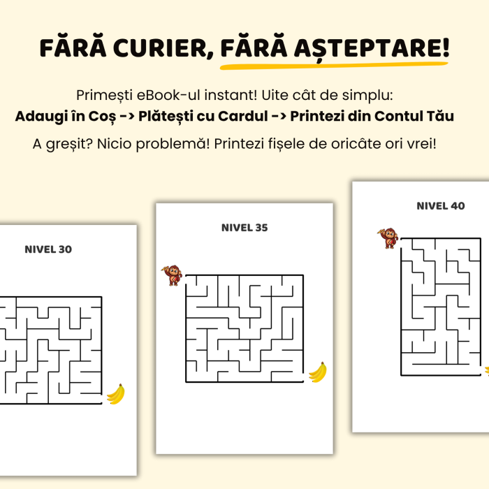 ​eBook | 40 Fișe cu Labirinturi | Dezvoltă Gândirea Logică (3-4 ani) [3]