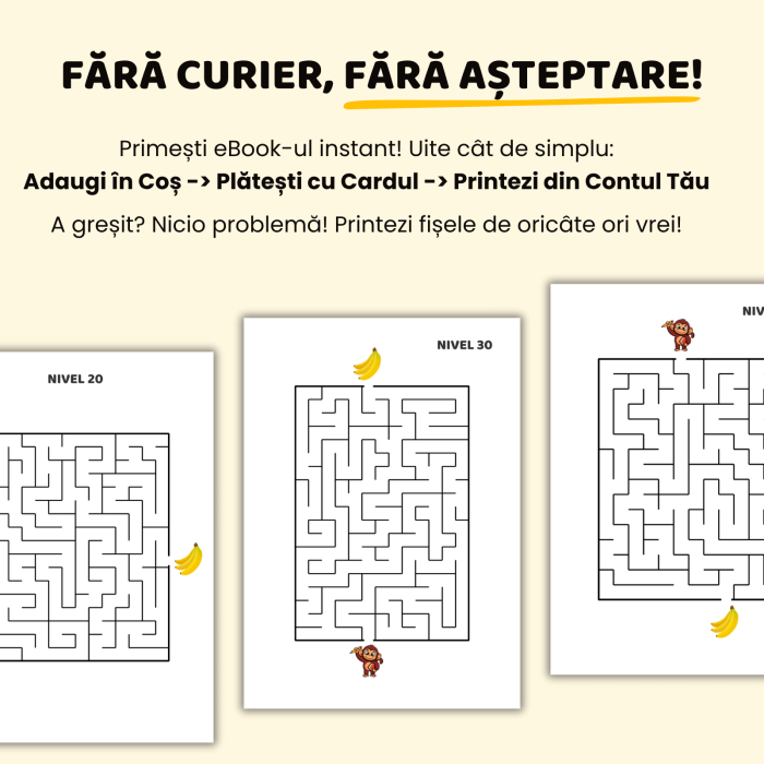 eBook | 40 Fișe cu Labirinturi | Antrenăm Atenția și Răbdarea (5-6 ani) [3]