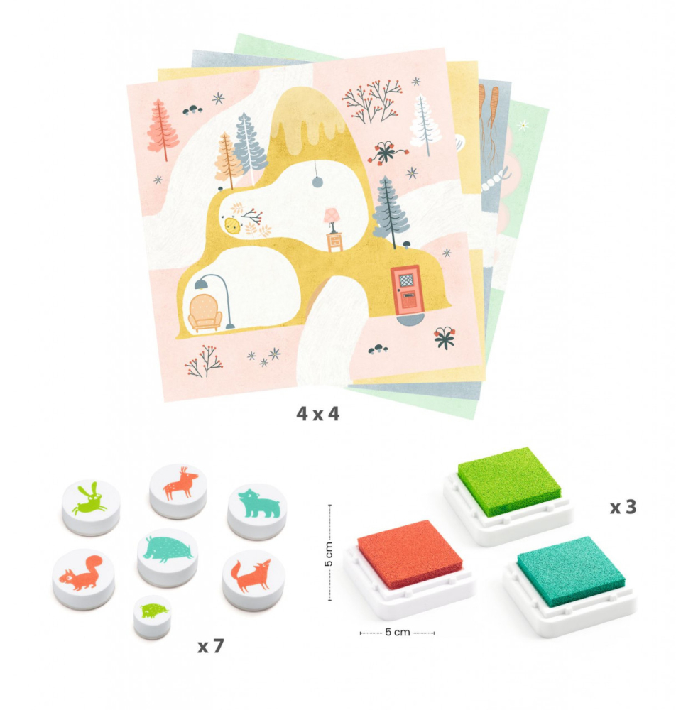 Joc creativ cu stampile Animale din padure, Djeco [4]