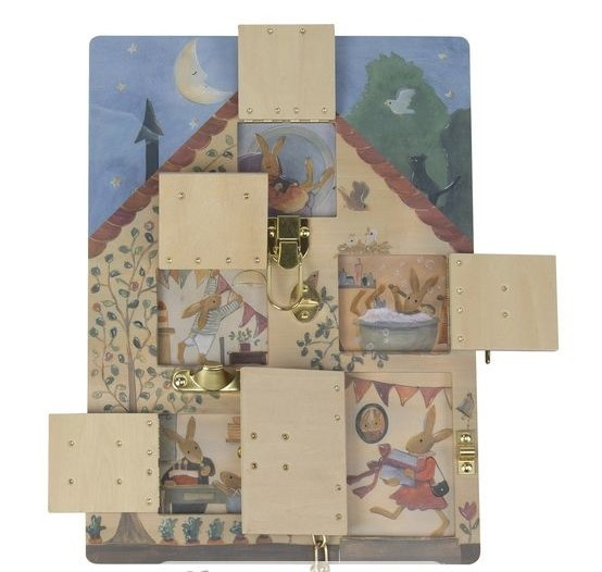 Jucarie Montessori Casuta iepurasilor, joc din lemn cu sisteme de inchidere Egmont Toys [3]