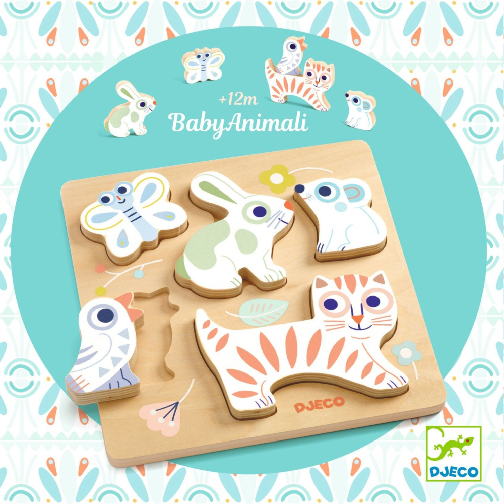 Puzzle din lemn BabyAnimali, Djeco [5]
