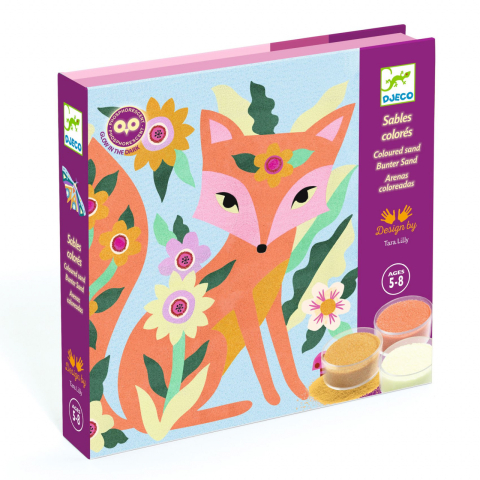 Modelaj si Nisip - Atelier creativ cu nisip fluorescent Animale luminoase, Djeco