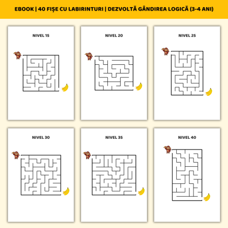 ​eBook | 40 Fișe cu Labirinturi | Dezvoltă Gândirea Logică (3-4 ani) [1]