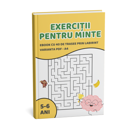 Produse Digitale (eBook) - eBook | 40 Fișe cu Labirinturi | Antrenăm Atenția și Răbdarea (5-6 ani)