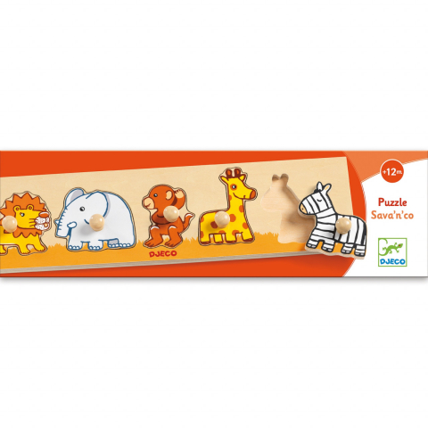 Puzzle cu buton Savana, Djeco [2]