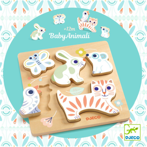 Puzzle din lemn BabyAnimali, Djeco [4]