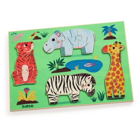 Puzzle - Puzzle din lemn Coucou Tigre, Djeco
