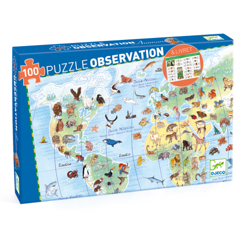 Puzzle - Puzzle observatie Animalele lumii, Djeco
