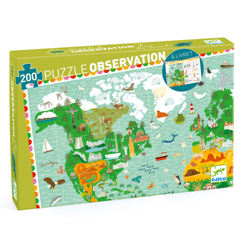 Puzzle - Puzzle observatie In jurul lumii, Djeco