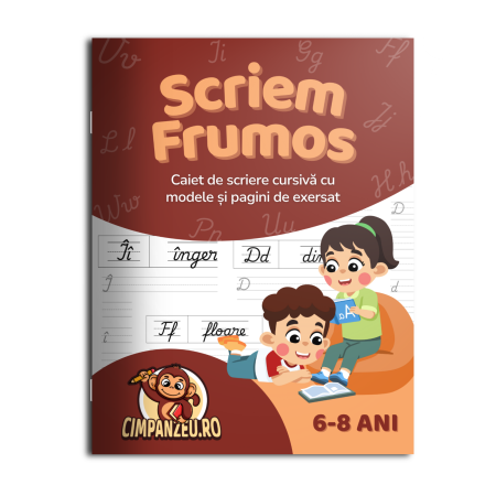Cărți pentru 6-8 ani - Scriem frumos cu Cimpanzeu - Caiet de scriere caligrafică