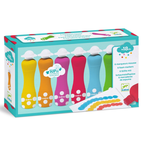De Bebe - Set 6 markere rotunde pentru bebe, Djeco