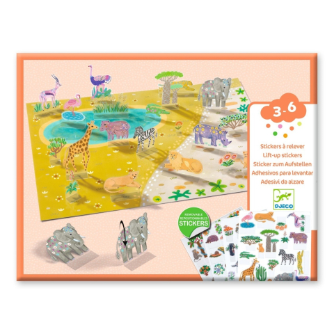 Seturi de Creatie - Set creativ de stickere reutilizabile Animale, Djeco