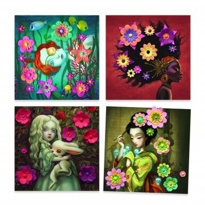 Set creativ Portrete cu flori din hartie, Djeco [4]