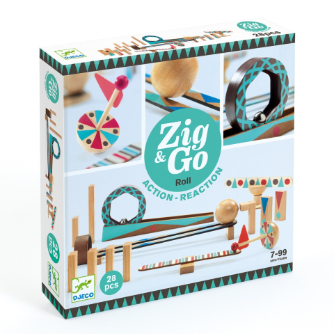 De Construit - Set de constructie trasee Zig & Go Roll 28 piese, Djeco