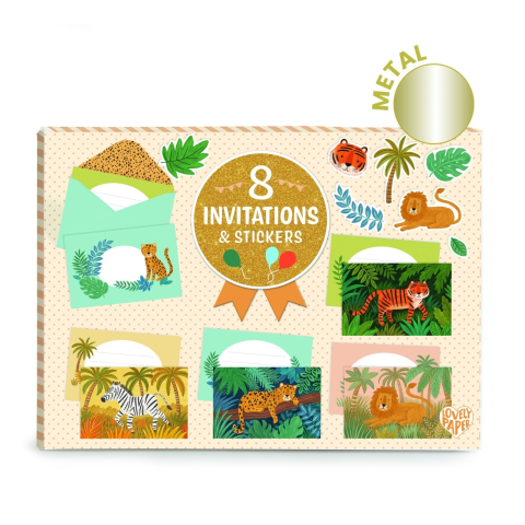 Figurine - Set de invitatii cu animale din jungla, Djeco