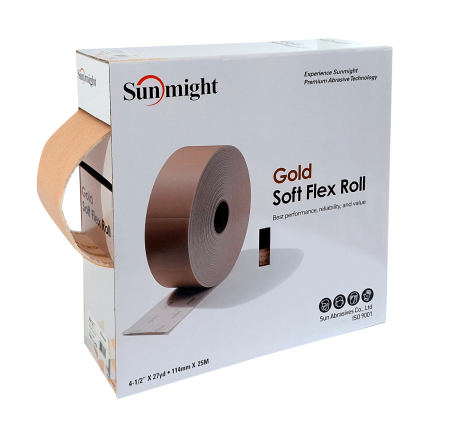 Șlefuire - Gold - SOFT FLEX - ALoX, rola velcro, 114 mm X 25 m, Sunmight