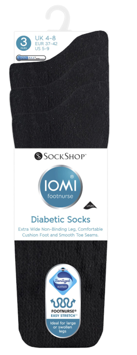Ciorapi pentru diabetici Iomi Footnurse cu amortizare, negri, marime 37-42, 3 perechi/set [5]