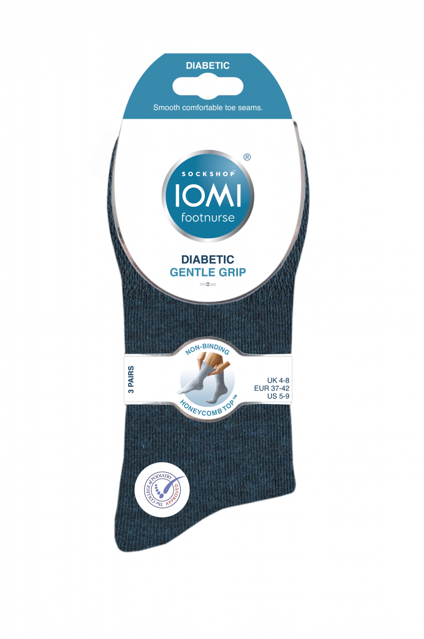 Set 3 perechi, ciorapi pentru diabetici, Iomi Footnurse, gentle grip, coral, albastru, gri, marime 37-42 [2]