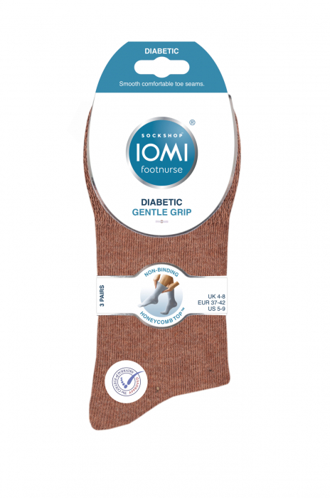 Set 3 perechi, ciorapi pentru diabetici, Iomi Footnurse gentle grip, teracota, maro deschis, lavanda, marime 37-42 [2]