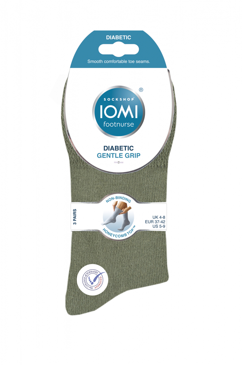 Set 3 perechi, ciorapi pentru diabetici, Iomi Footnurse, gentle grip, verde, verde khaki, cream marime 37-42 [2]
