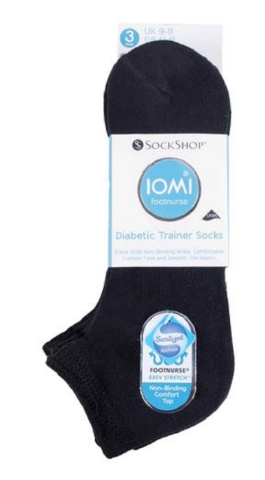 Set ciorapi pentru diabetici Iomi Footnurse, aprobati de catre medicii podologi din Marea Britanie, cu amortizare scurti, negri, marime 43-45, 3 perechi/set [4]