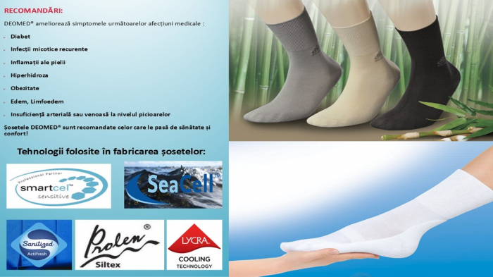 Sosete, certificate medical, pentru diabetici Deomed din bambus, albi, 35-38 [6]