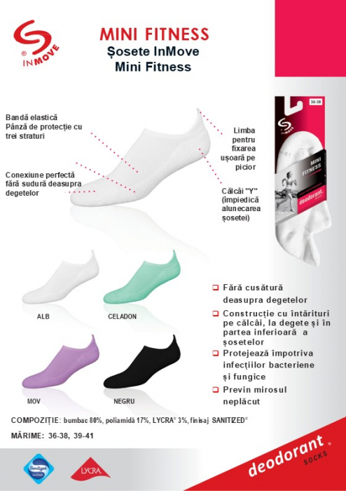 Sosete Fitness InMove Mini Deodorant negre 39-41 [2]