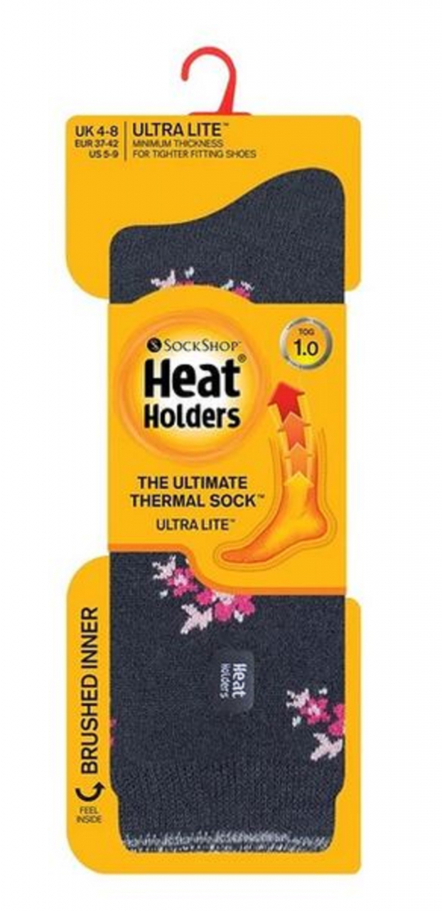 Sosete Heat Holders Ultra Lite, Gri Model Floral 37-42 EU [2]