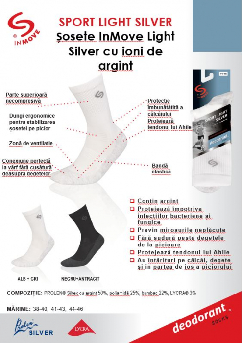 Sosete InMove Light Silver cu ioni de argint, negru-antracit, 41-43 [2]
