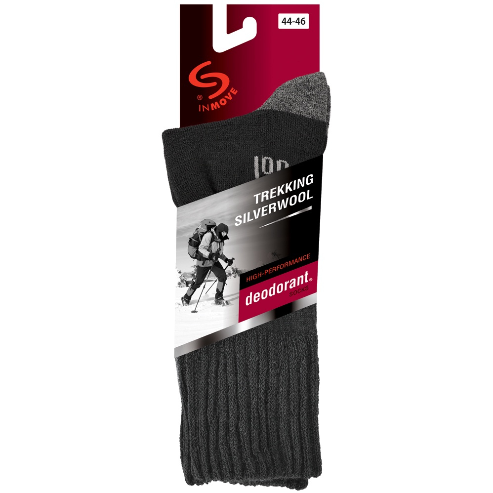 Sosete InMove Trekking Deodorant Silverwool, cu ioni de argint si lana, negre, 38-40 [2]