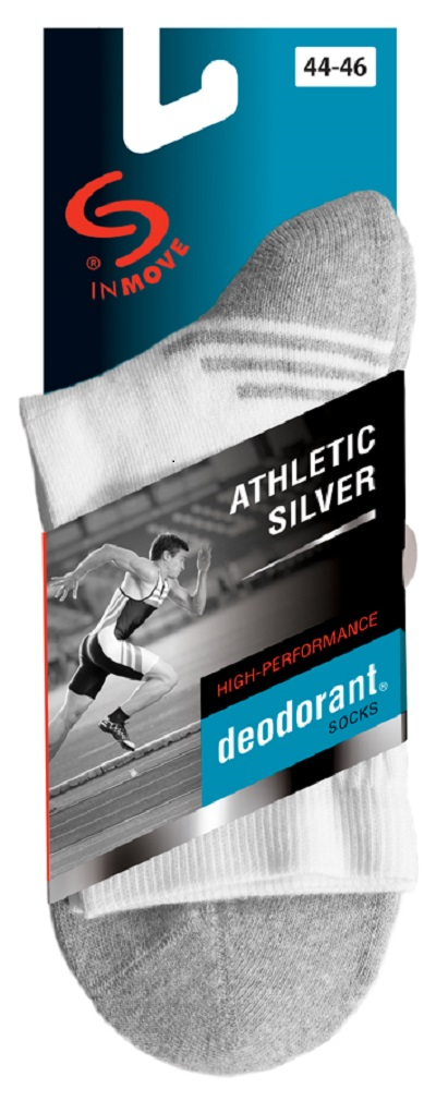 Sosete pentru alergare InMove Athletic Silver cu ioni de argint, alb-gri, 44-46 [2]