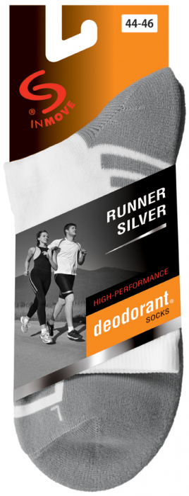 Sosete pentru alergare InMove Runner Silver cu ioni de argint, negru- gri, 44-46 [7]