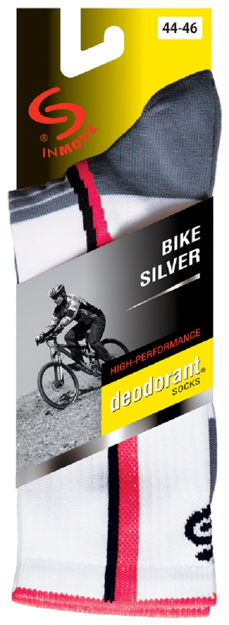 Sosete pentru ciclism InMove Bike Silver cu ioni de argint, alb-mov, 38-40 [2]