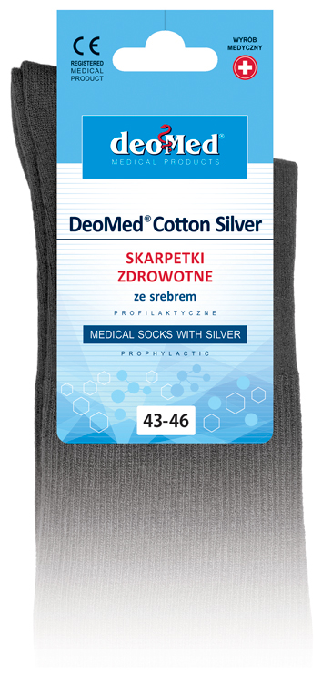 Sosete pentru diabetici, certificate ca dispozitiv medical, Deomed din bumbac si ioni de argint, negri, 43-46 [2]