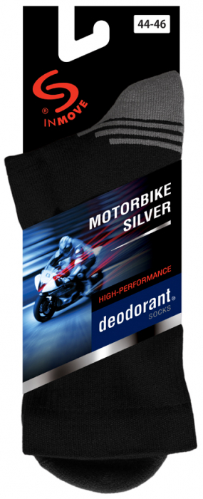 Sosete pentru motociclism InMove cu ioni de argint, negru, 44-46 [4]