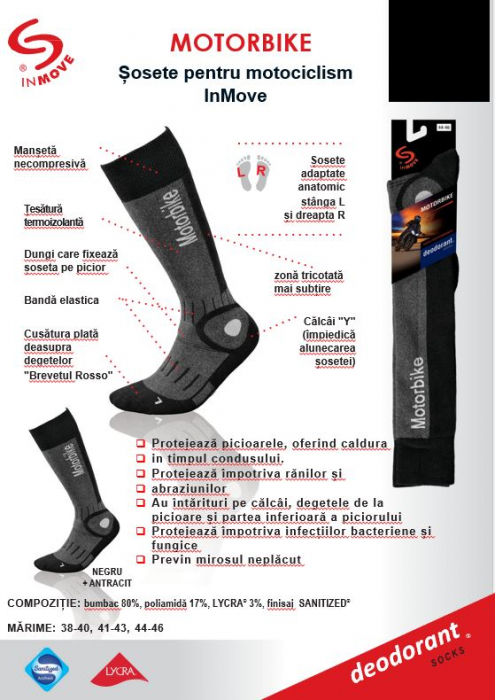 Sosete pentru motociclism InMove, negru, 41-43 pentru vreme rece [2]