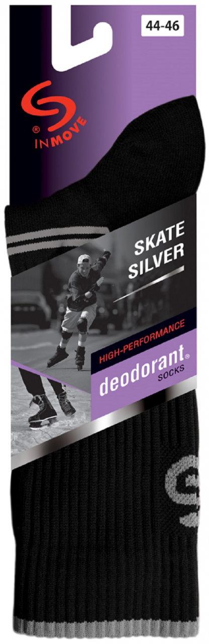 Sosete pentru patinaj, InMove Skate Silver, negri-gri, 38-40 [2]