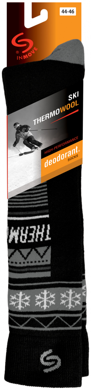 Sosete termice din lana, InMove Ski Deodorat Thermowool, negri-gri, 44-46 [3]
