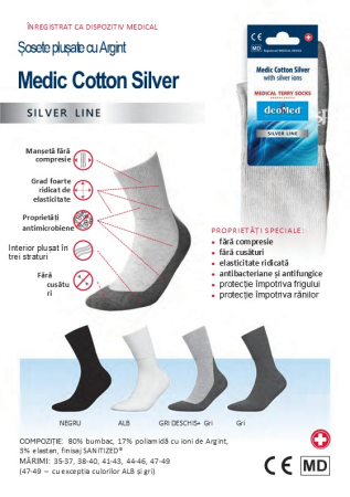Șosete medicale DEOMED Medic Cotton Silver cu bumbac și ioni de argint - Negru, mărimea 38-40 [2]