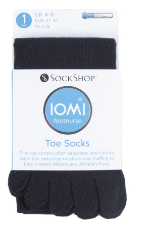 Sosete degete individuale - Ciorapi cu degete individuale pentru sportivi Iomi Footnurse, negri, marime 37-42