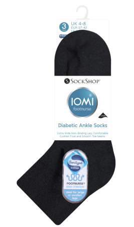 Ciorapi pentru diabetici, aprobati de catre medicii podologi din Marea Britanie, Iomi Footnurse, cu lungime pana la glezna, negri, marime 43-45, 3 perechi/set [3]