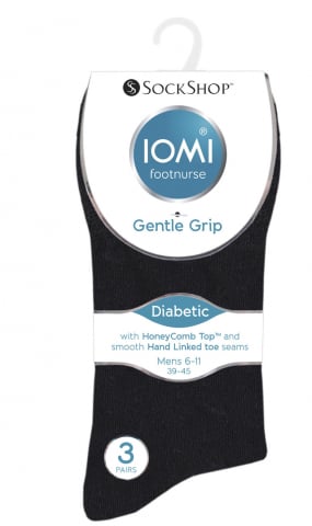 Sosete medicinale IOMI FOOTNURSE - Ciorapi pentru diabetici, aprobati de catre medicii podologi din Marea Britanie, Iomi Footnurse, gentle grip, negri, marime 37-42, 3 perechi/set