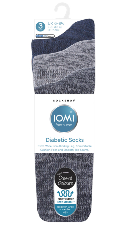Ciorapi pentru diabetici Iomi Footnurse cu amortizare, negri/gri/albastri, marime 39-42, 3perechi/set [0]